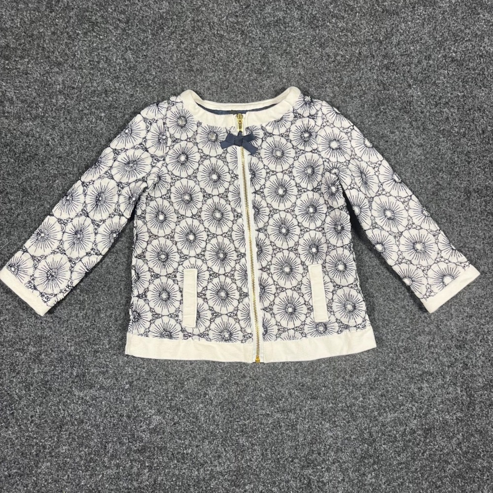 Cynthia Rowley Toddler Girls White Navy Floral Eyelet Zip Up Jacket Size‎ 24M